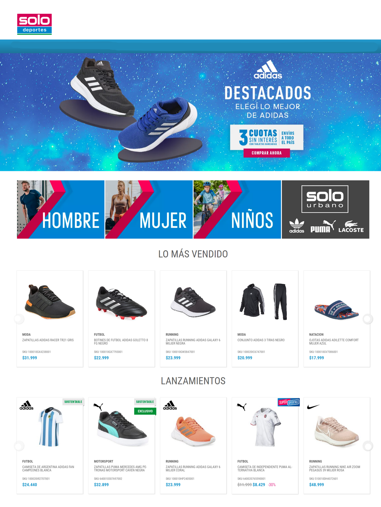 Solo best sale deportes conjuntos